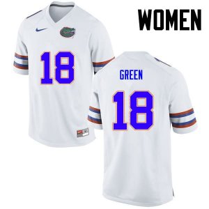 Women's Florida Gators #18 Daquon Green NCAA Nike White Authentic Stitched College Football Jersey PHR5262AE